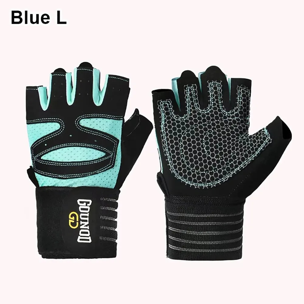 1Pair Half Finger Weight Lifting Glove Breathable Anti-Slip Weightlifting Gloves Bodybuilding Powerlifting Wristband Support