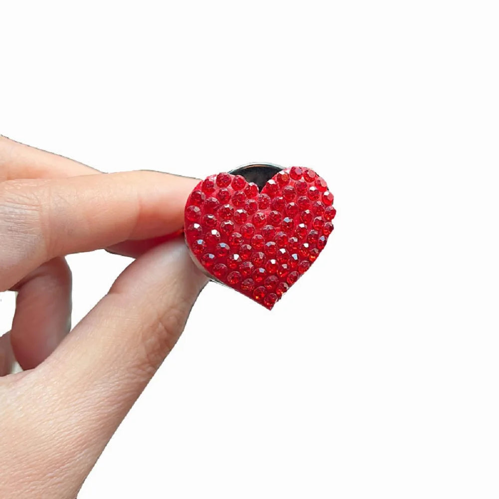 Car Air Outlet Perfume Clips Rhinestone Heart-shaped Car Air Conditioning Vent Decoration Clip Air Freshener Car Accessories