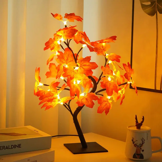 24 LED Red Rose Tree Lights Table Lamp Fairy Flower Night Light for Home Party Christmas Wedding Bedroom Decoration Gift
