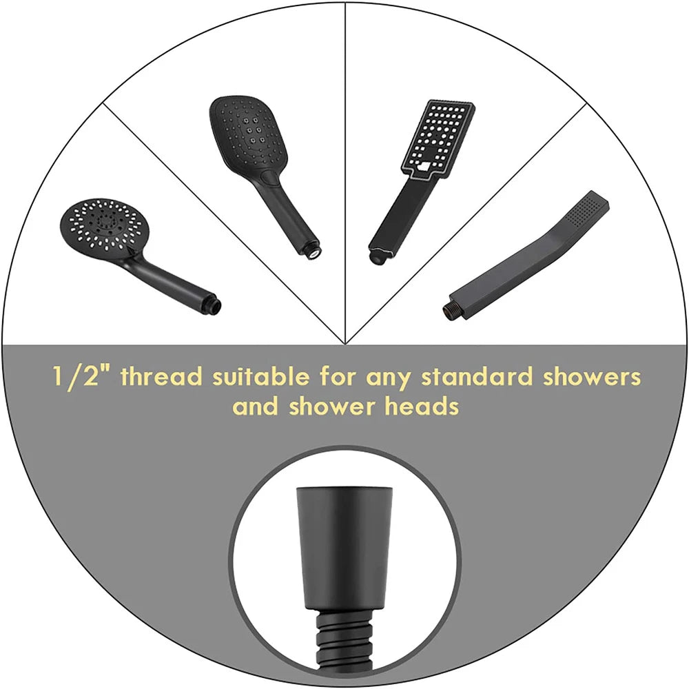 New 1.5m/2m /3m G1/2'' High Quality Flexible Shower Hose Stainless Steel Rust-proof Bathroom Tube Leak-proof Anti-Explosion Pipe