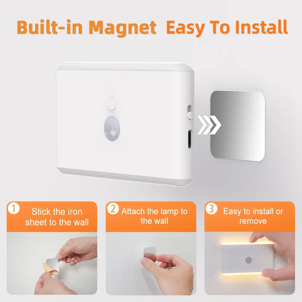 LED Night Light, USB Charging, Smart Motion Sensor, Color-Changing Ambient Lighting, Ideal for Living Room and Hallways
