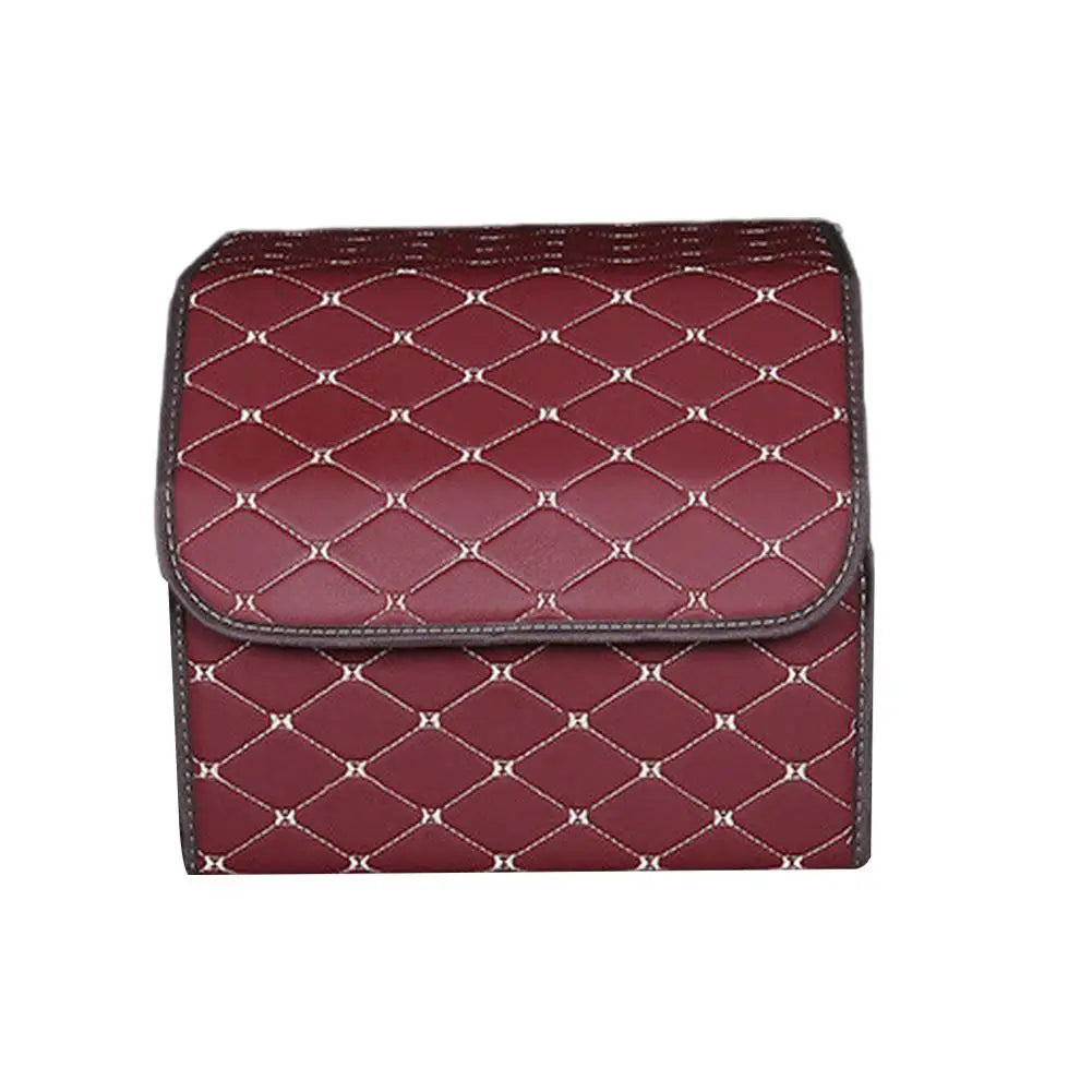 PU Leather Car Trunk Organizer Collapsible Storage Box with Lid Foldable Container Bag Universal Auto Interior Accessories