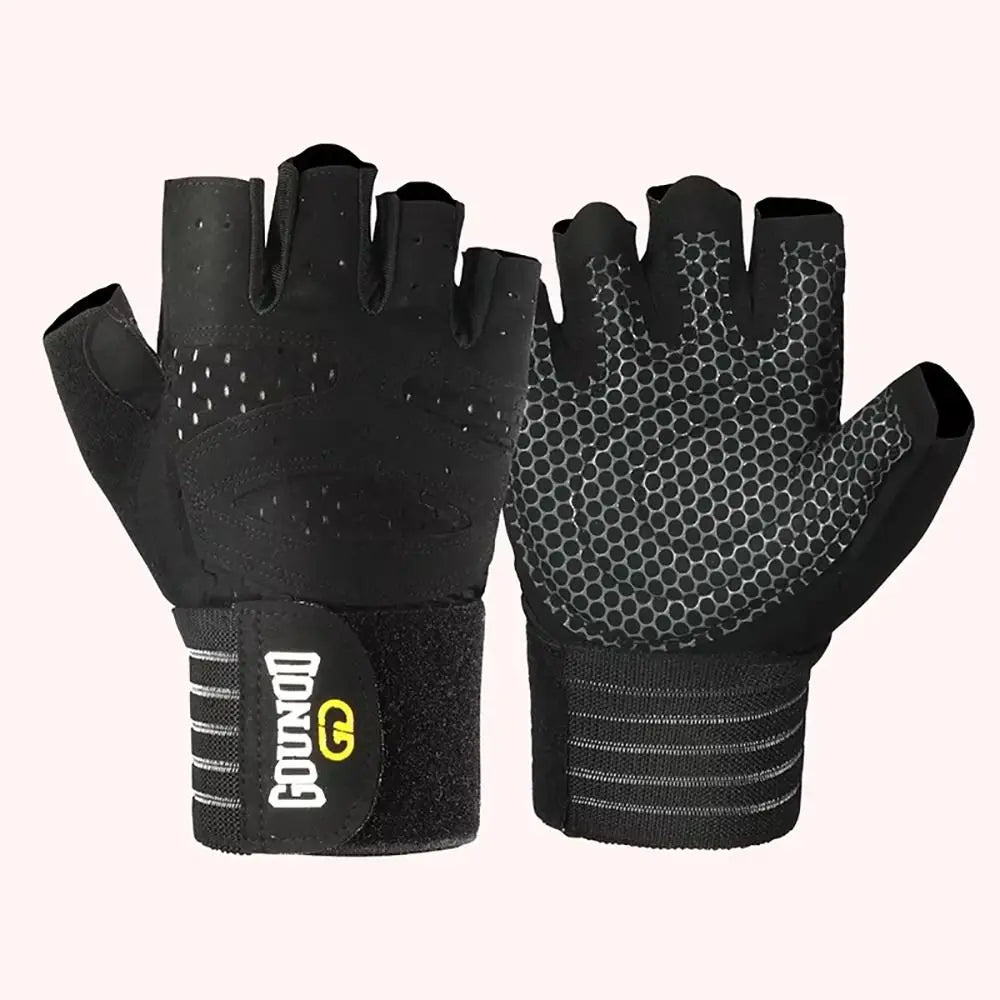1Pair Half Finger Weight Lifting Glove Breathable Anti-Slip Weightlifting Gloves Bodybuilding Powerlifting Wristband Support