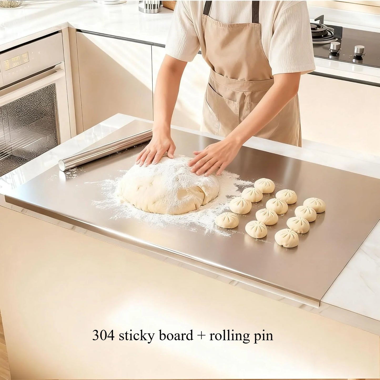 Food Grade Stainless Steel Chopping Board 304 Cutting Board Non-slip Edge Suitable for Cutting Vegetables Pastries Kitchen Tools