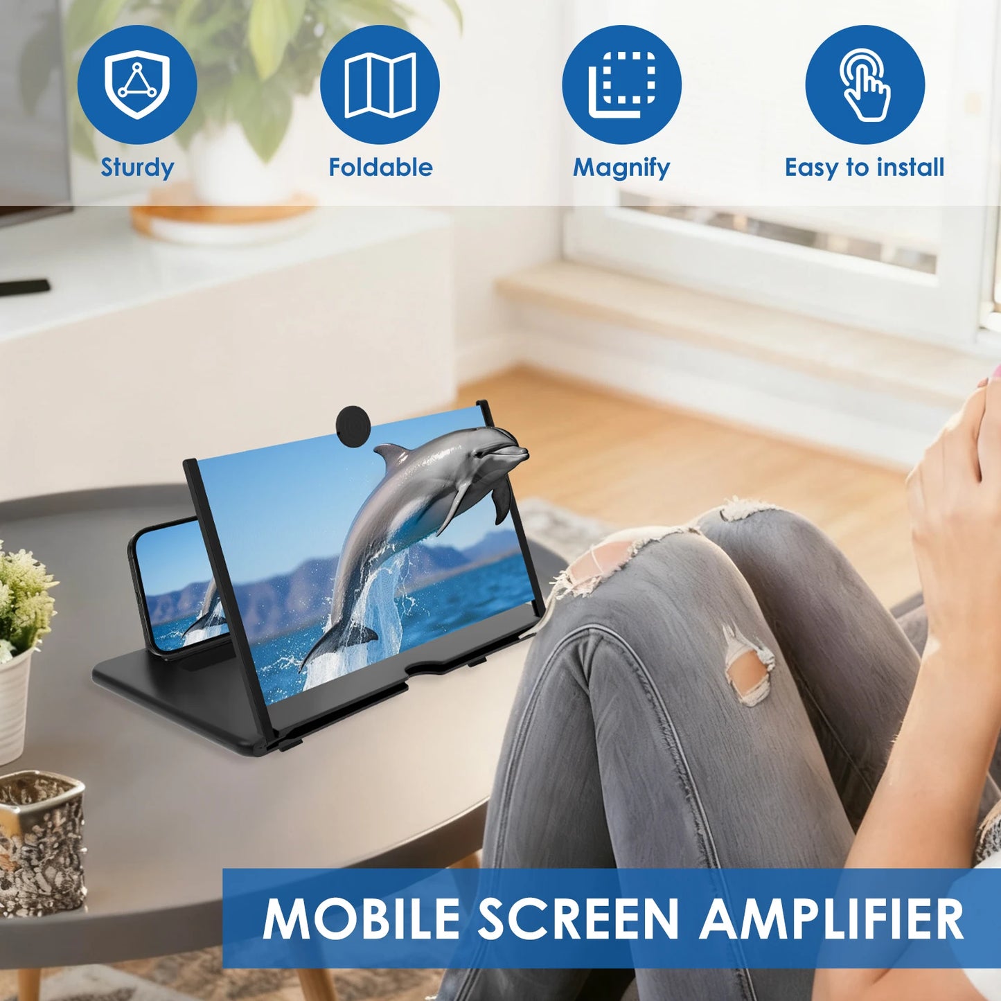 10/12/14 Inches Screen Amplifier Mobile Phone TV Screen Magnifier TV Movie HD Screen Magnifying Glass Anti Phone Holder Stand
