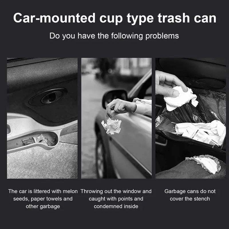 Car Trash Can Cup Holder Bin Leakproof Odor Blocking Waterproof GarbageOrganizer