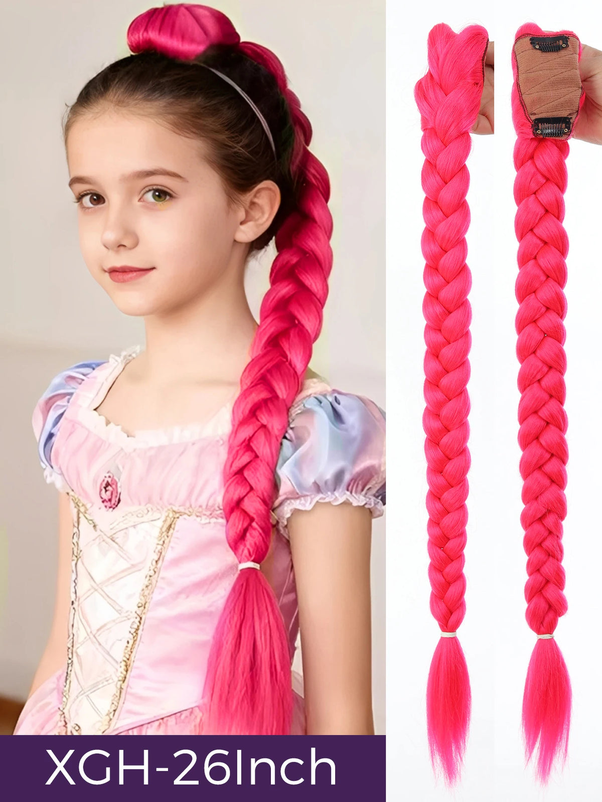 32inch Braided Purple Hair Ponytail with Tinsel Hair Wig Super Extensions Shiny Tinsel Hair for Kids Christmas Cosplay Rumi Hair