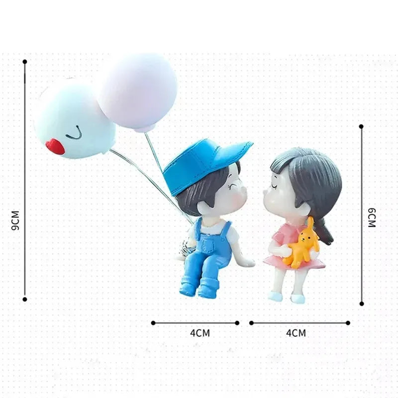 1/2pcs Car Interior Decoration Cute Cartoon Couples Action Balloon Ornament Auto Interior Dashboard Accessories For Girls Gifts