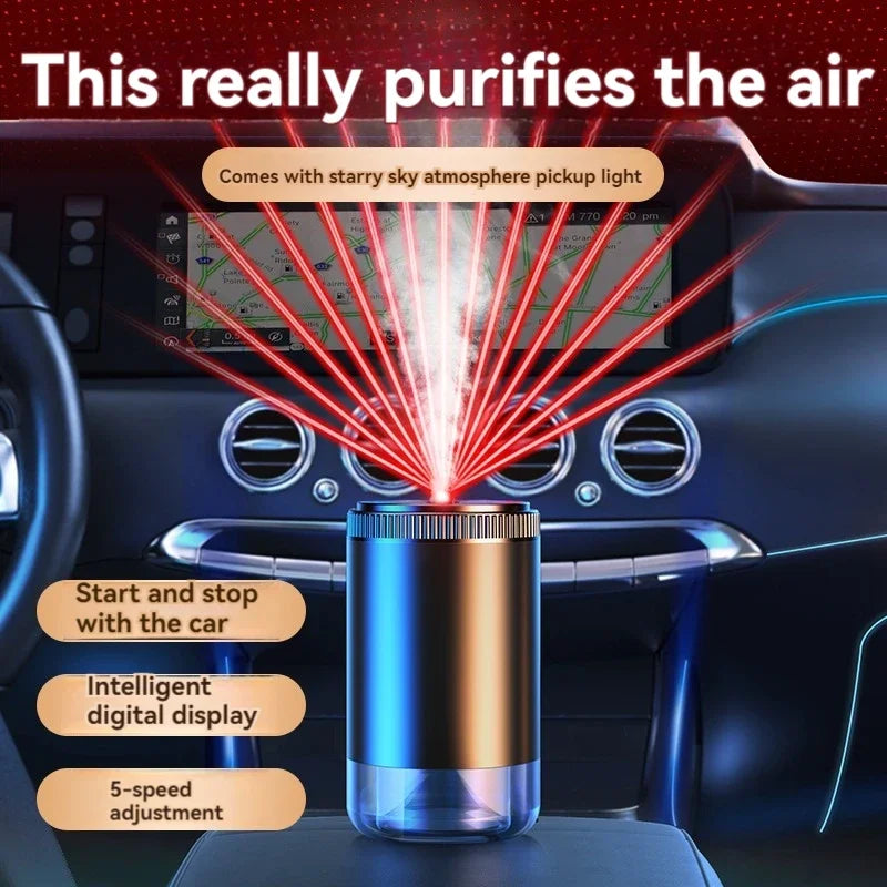 Smart Car Aroma Diffuser Rechargeable Air Freshener Auto On Off 5 Modes Starry Sky Ambient Light USB Car Purifier Humidifier