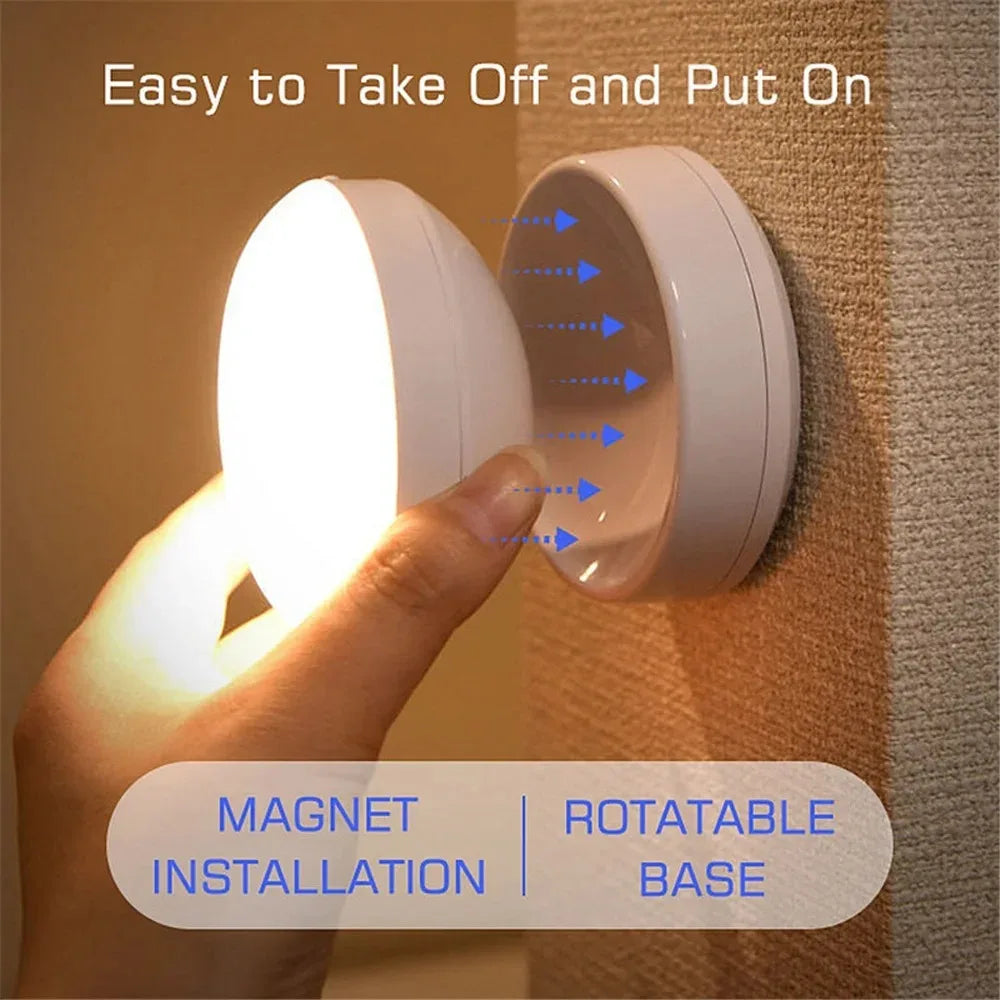 Night Light USB Motion Sensor Charging Round Energy-saving LED Lamp Bedroom Light Corridor Home Bathroom Wall Lights Night Light