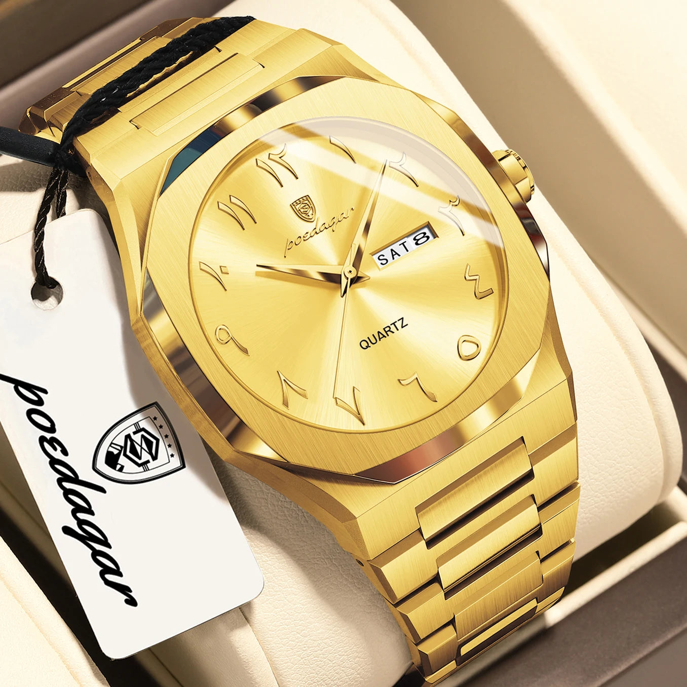 POEDAGAR Fashion Luxury Men's Quartz Watch Waterproof Stainless Steel Male Watch Week Date Business Watches For Men Reloj Hombre