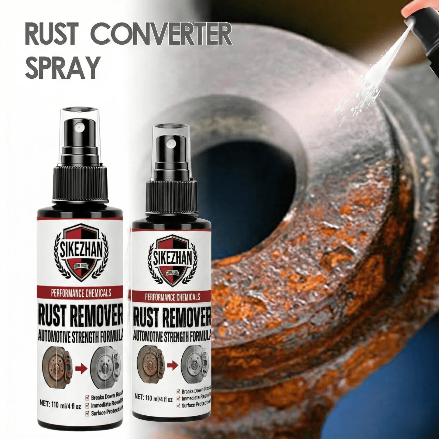 Powerful Car Rust Remover Spray Iron Dust Cleaning for Wheels & Metal Parts Auto Detail Rust Converter Kit with Sponge & Towel 6