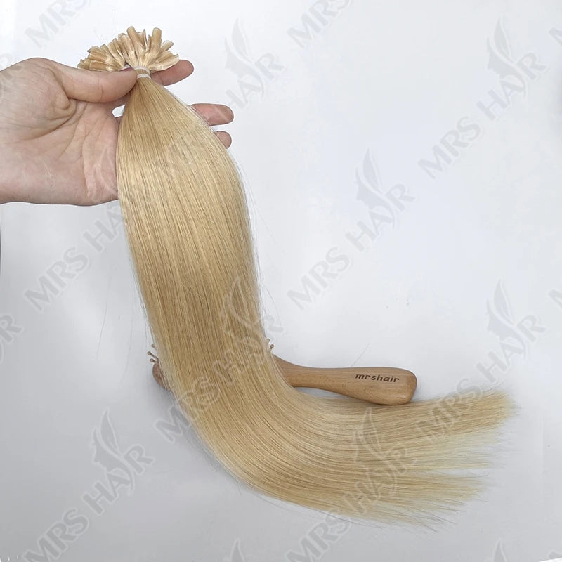 MRSHAIR U Tip Fusion Hair Extensions Nail Tips Human Hair Italiana 1.5cm Long Keratin Hair Bondings 12 16 20 24 inch 50strands
