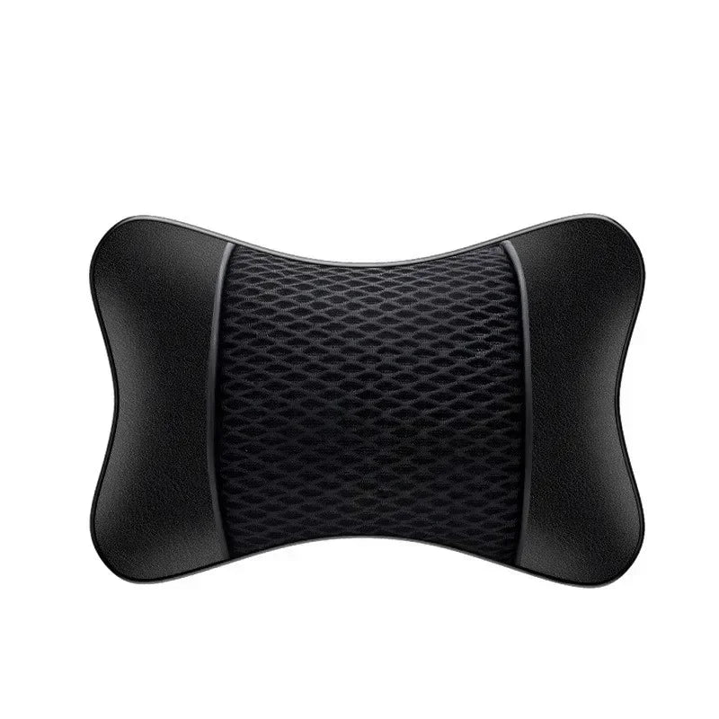 Leather Knitted Car Pillows Headrest Neck Rest Cushion Head Support Seat Accessories Auto Black Safety Pillow Universal Decor