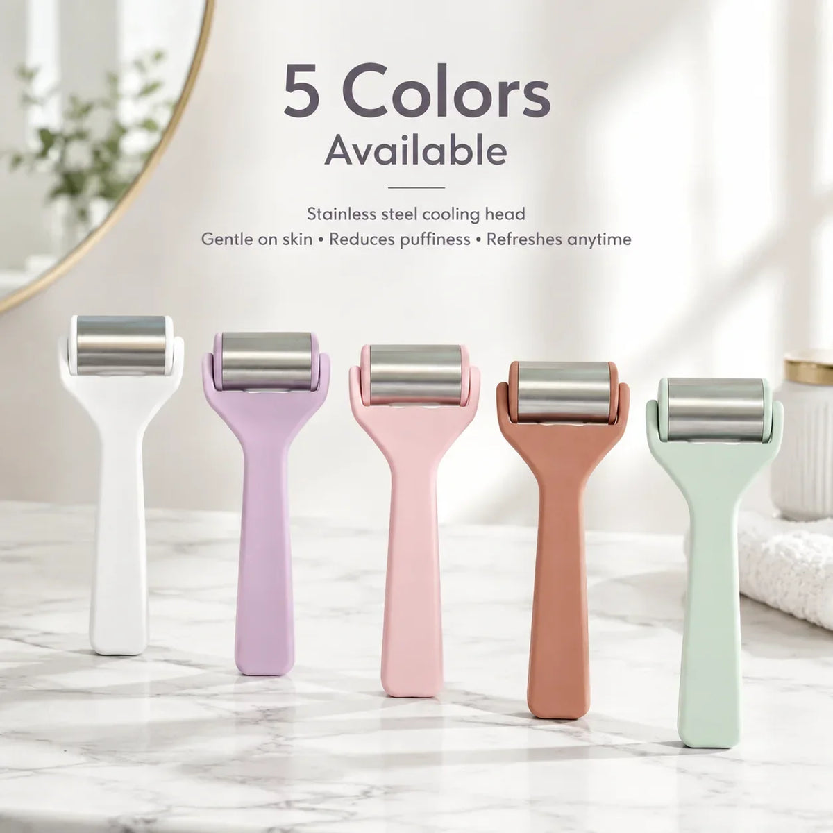 Ice Face Roller 304 Stainless Steel Facial Massager Cooling Roller for Face Eyes Depuffing Puffiness Relief Skin Tightening