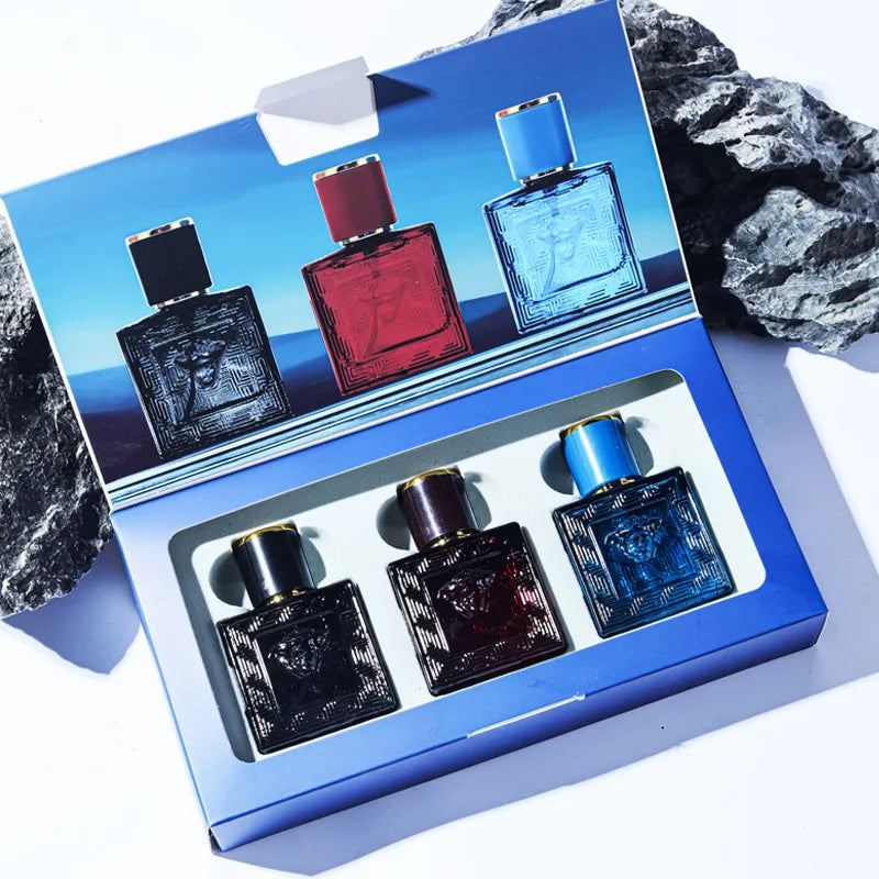 Luxury 3Pcs Men Perfume Gift Set Woody Citrus Ocean Scent Long Lasting Eau de Toilette Portable Travel Spray Present For Dating Office Holiday Birthday