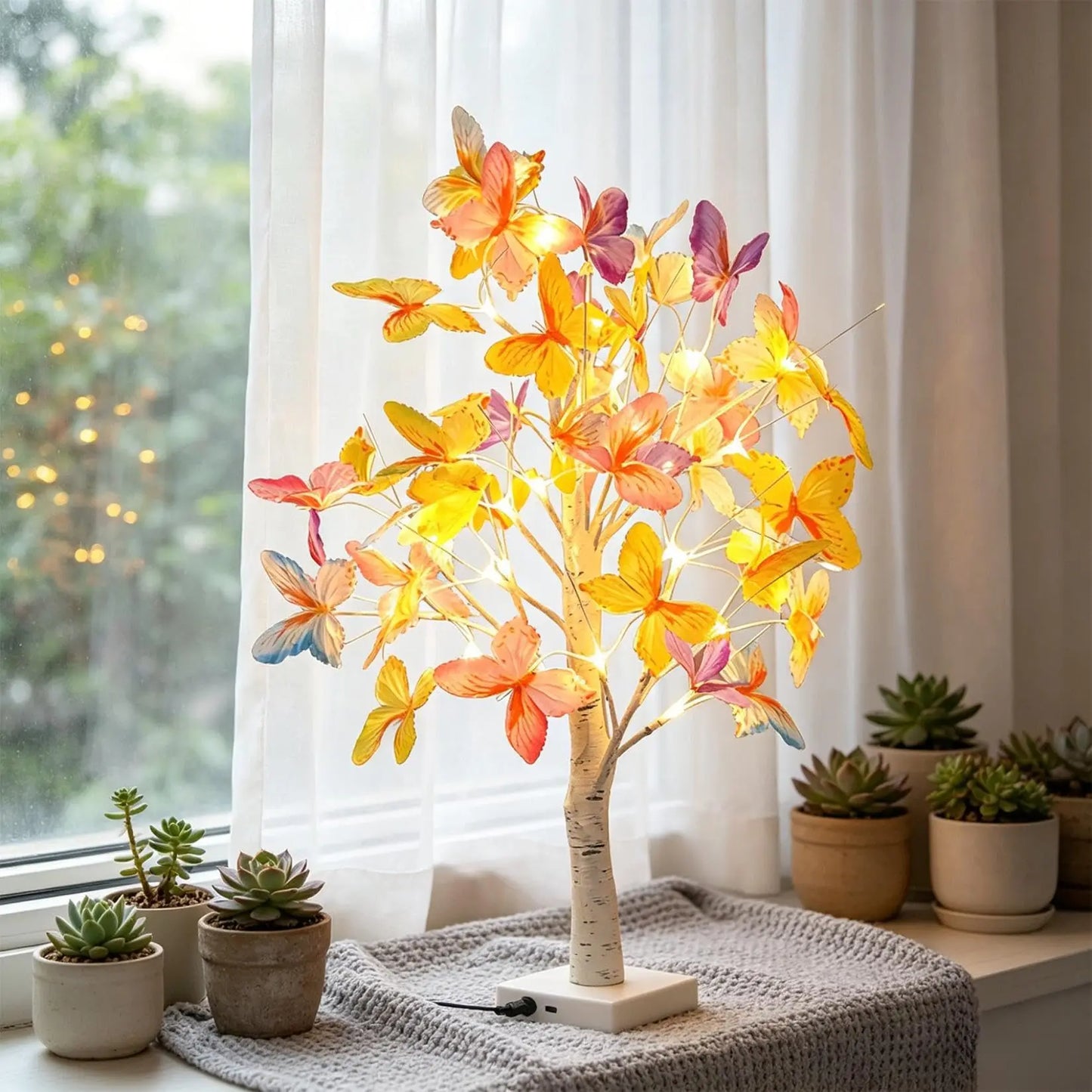 Tabletop Bonsai Tree Lights Butterfly Tree Lamp DIY Decorative LED Night Light for Gift Party Holiday Camping Summer Home Decor