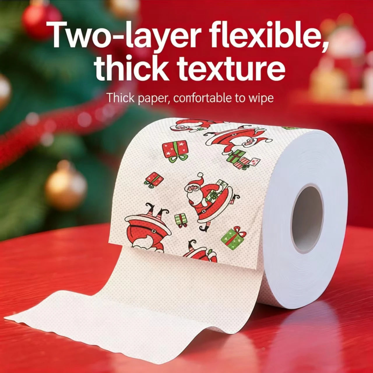 Christmas Toilet Roll Paper, Happy 2026 New Year Supplies, Xmas Tissue Roll Napkin Kitchen Tool, Home Decoration for Holidays