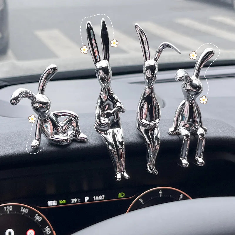 Cute car interior decoration fashion rabbit cartoon animal center console dashboard decoration ornaments car accessories