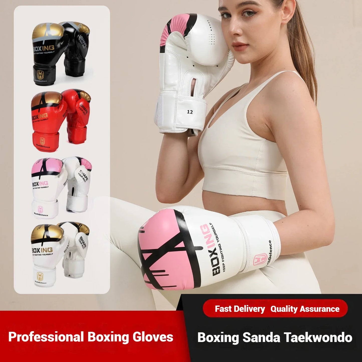 WOSWEIR-Unisex Adult Youth Boxing Gloves for Fitness Taekwondo Sanda Combat Training-Children's to Men's Size Options Available