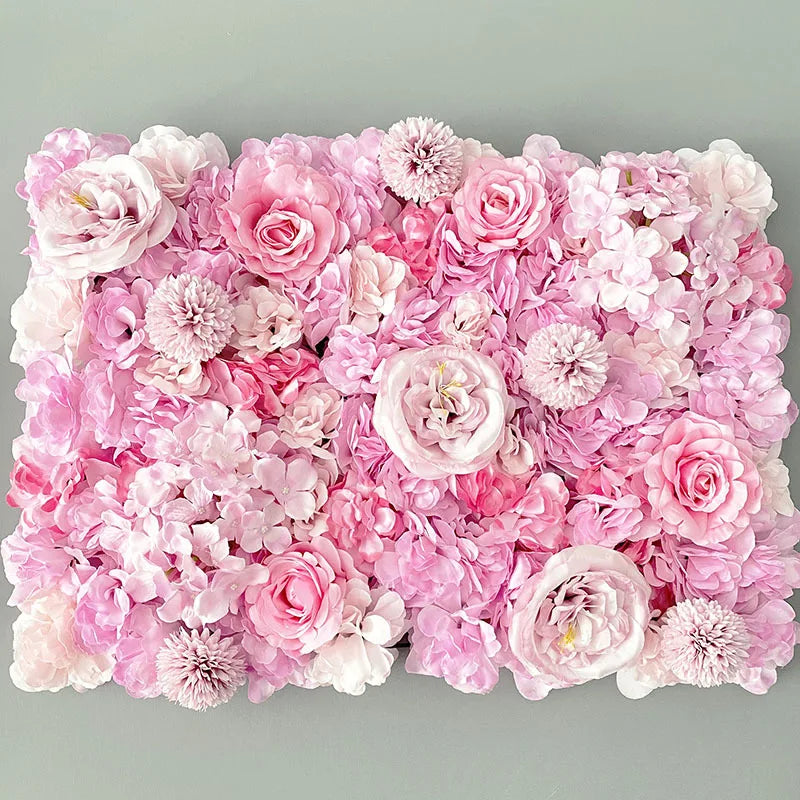 Silk Rose Flowers Wall Panel 3D Artificial Flower Background Wall Suitable Outdoor Home Decoration Wedding Party Bridal Shower
