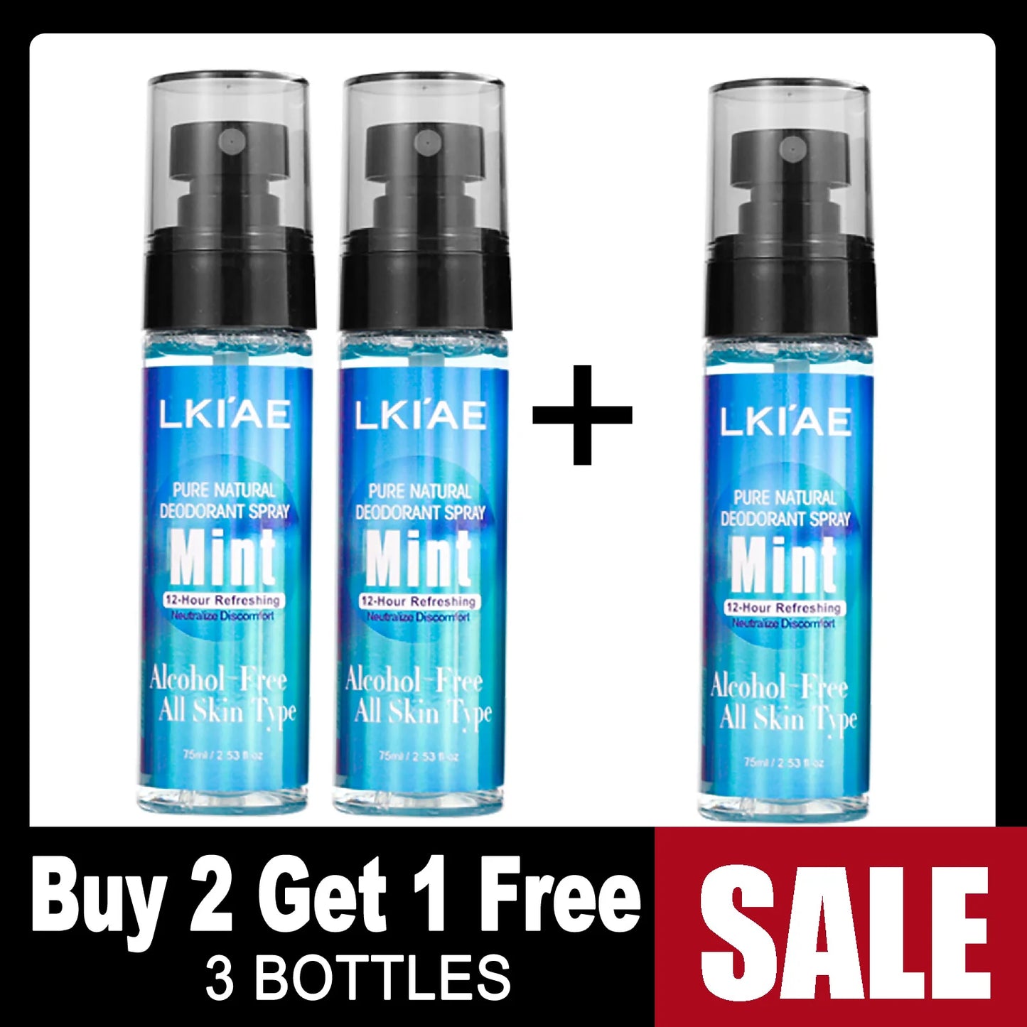 LKIAE Natural Deodorant Body Spray, 12H Antiperspirant And Odor Control, Formulated Without Alcohol, For Women & Men