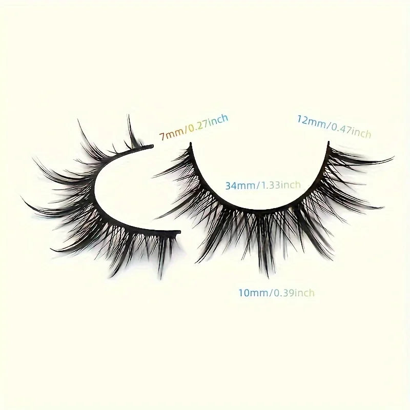 10 Pairs Deluxe C Curl False Eyelashes - Multi-Length Manga & Cosplay Lashes Set,Natural-to-Bold Fake Lashes Pair