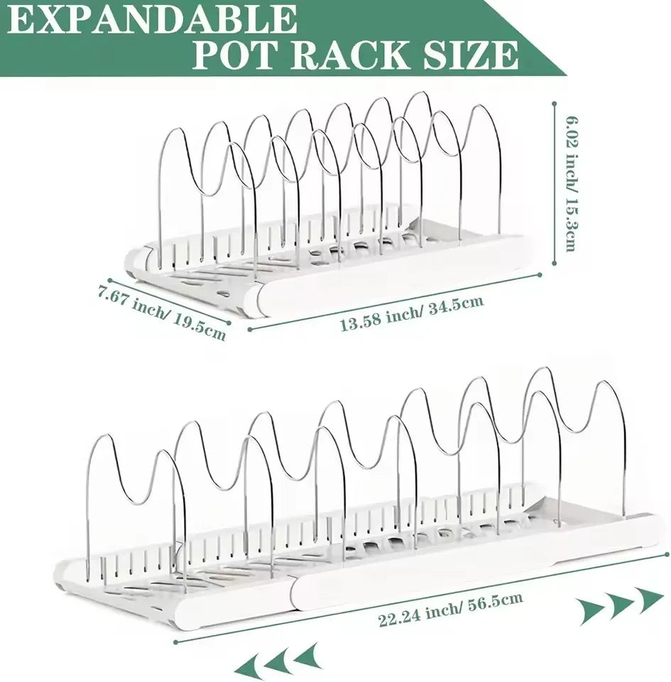 Heavy-Duty Pull-Out Pot Lid Organizer Rack, Under Cabinet Kitchen Organizer With 8 Adjustable Compartments, Space-Saving Kitchen Essentials, Sturdy Home Accessories, Fits Pots Pans Lids, Easy Install For Kitchen Restaurant Ho