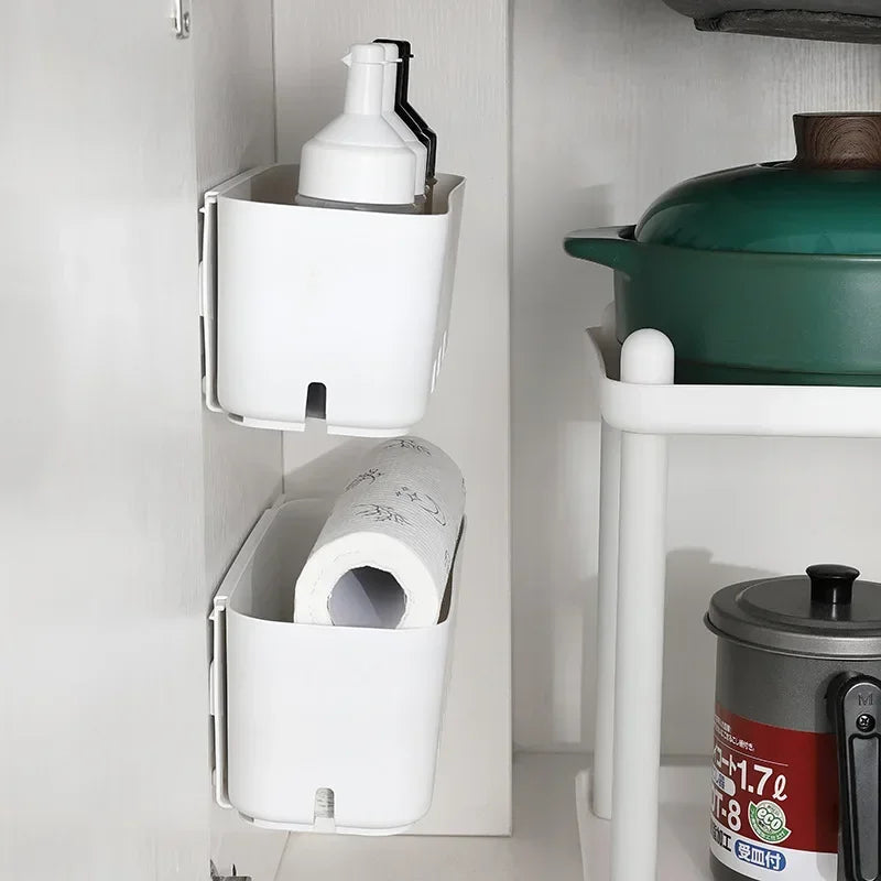 2pcs Kitchen Under Sink Storage Box Spices Condiments Organizers Bathroom Racks Household Pull-out Cabinet Side Organizer