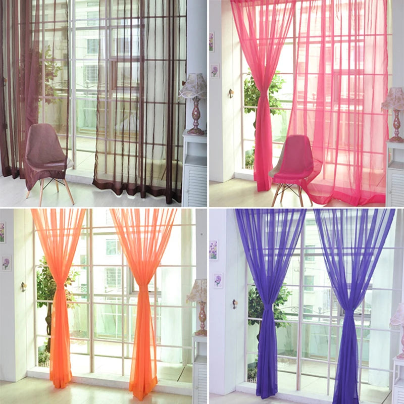 Transparent Window Gauze Solid Color Wedding Glass Gauze Household Products Light Luxury Style Easy To Install Curtains