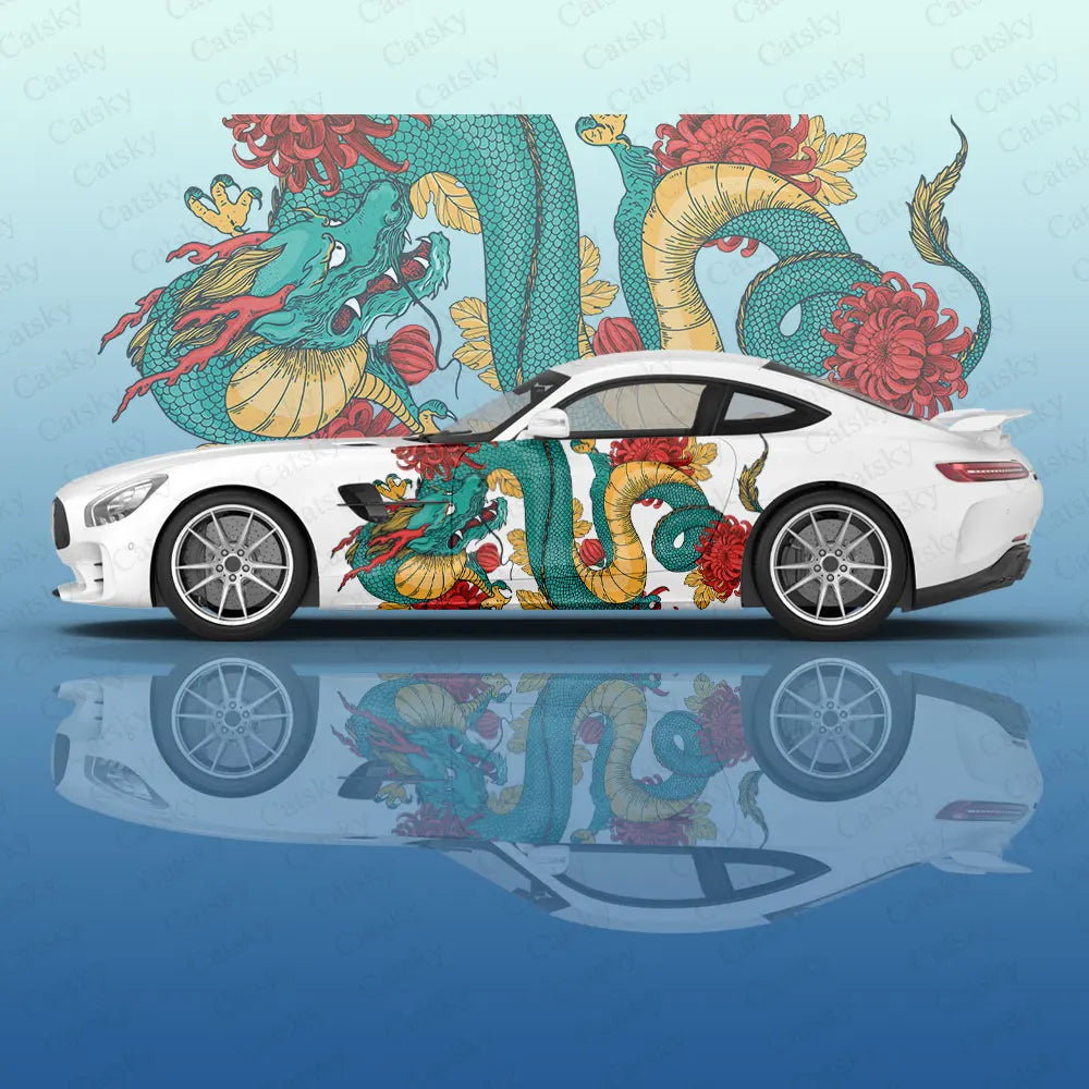 dragon animal Car Decal Protective Film Vinyl Itacar Racing Side Graphics Wrap Accessories Spray Paint Car Stickers