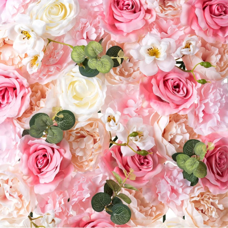 Silk Rose Flowers Wall Panel 3D Artificial Flower Background Wall Suitable Outdoor Home Decoration Wedding Party Bridal Shower