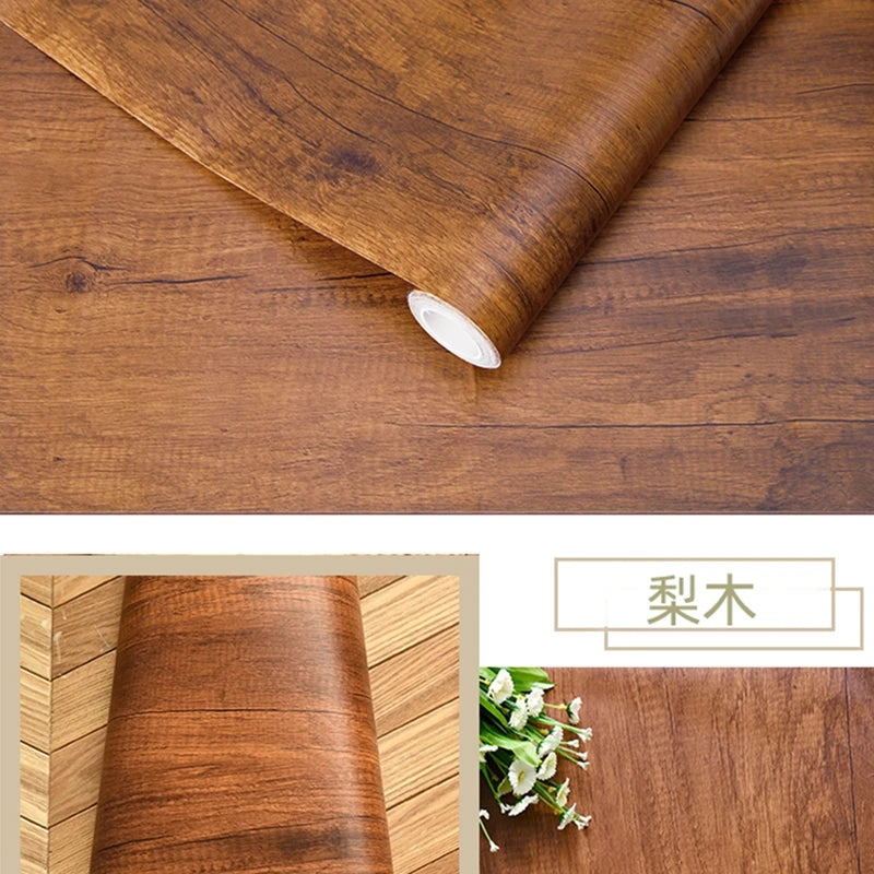 Wood Grain DIY Sticker PVC Self Adhesive Waterproof Wallpapers Renovation Furnitures Wall Stickers Home Decor Sticky Paper Decal