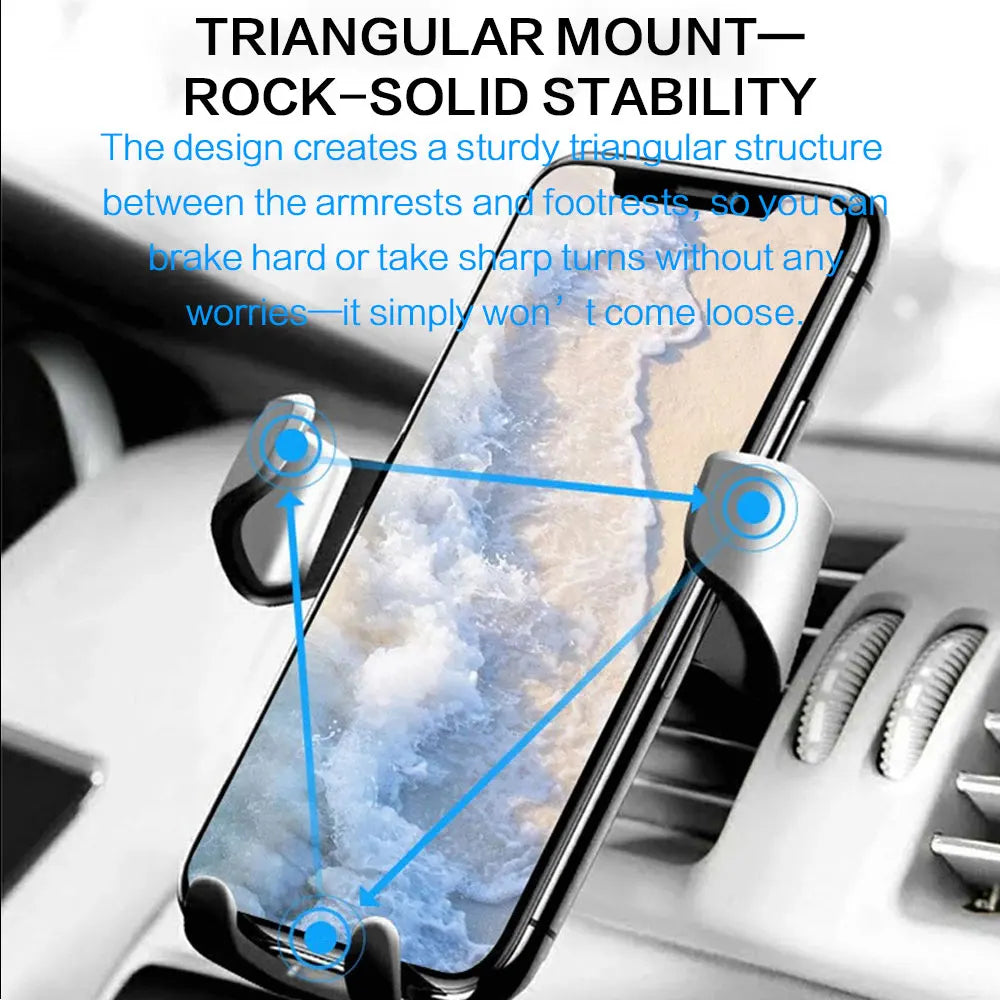 Heavy Duty Gravity Car Phone Mount with Air Vent Clip Shockproof Anti Shake Universal Mobile Phone Holder Car Stand for Samsung Android and Other Smartphones One Hand Operation Easy Mount Release and Use