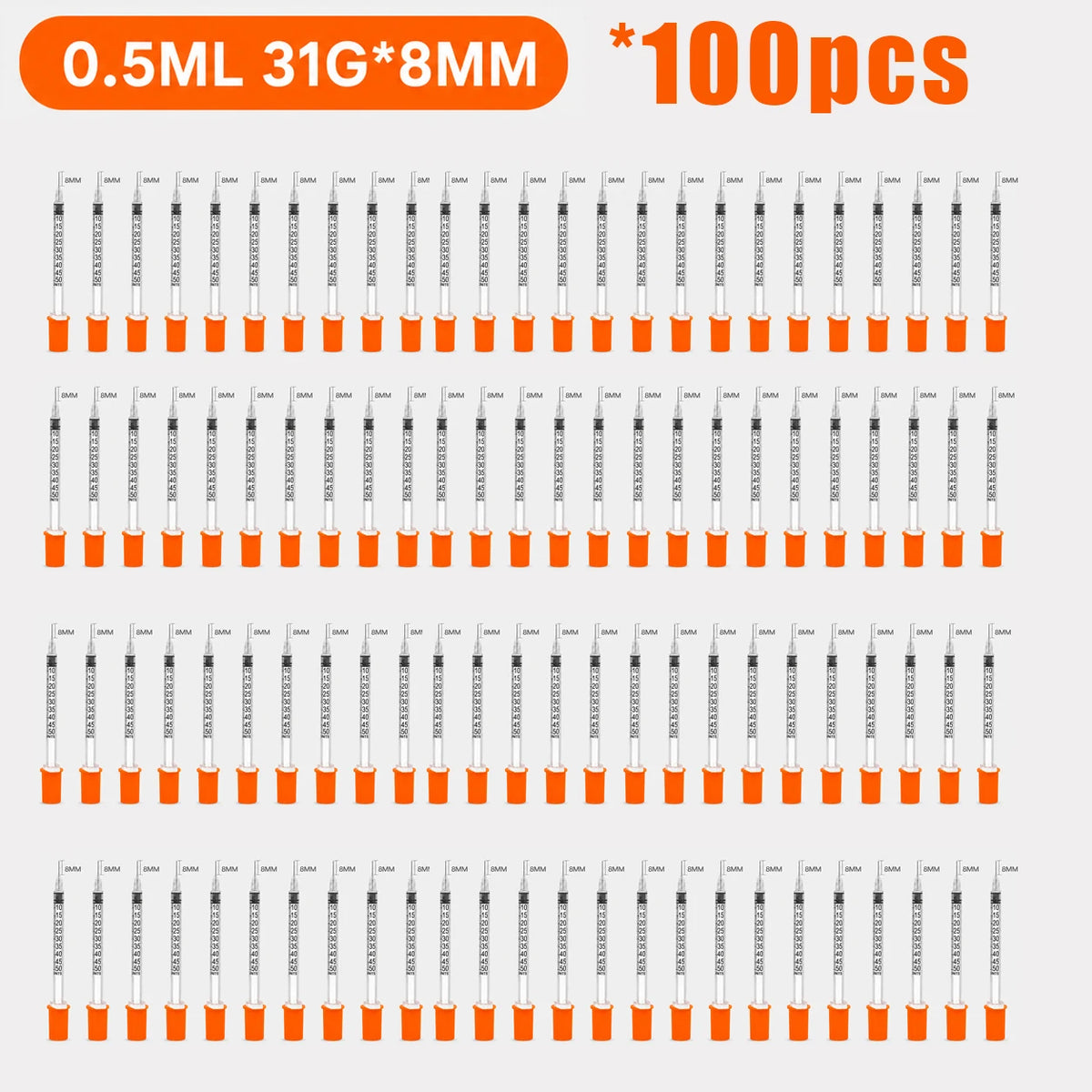 20pcs/100pcs 1ml 0.5ml 30G 31G Pet Animal Dog Cat Disposable Syringe Plastic Veterinary Syringe With Needles Medical Supplies