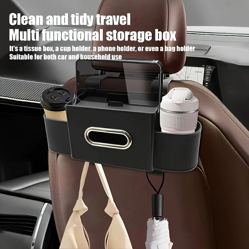 Car Seat Back Multifunctional Storage Box, Car Tissue Box, Phone Holder, Cup Holder, Car Rear Seat Backrest Storage Box