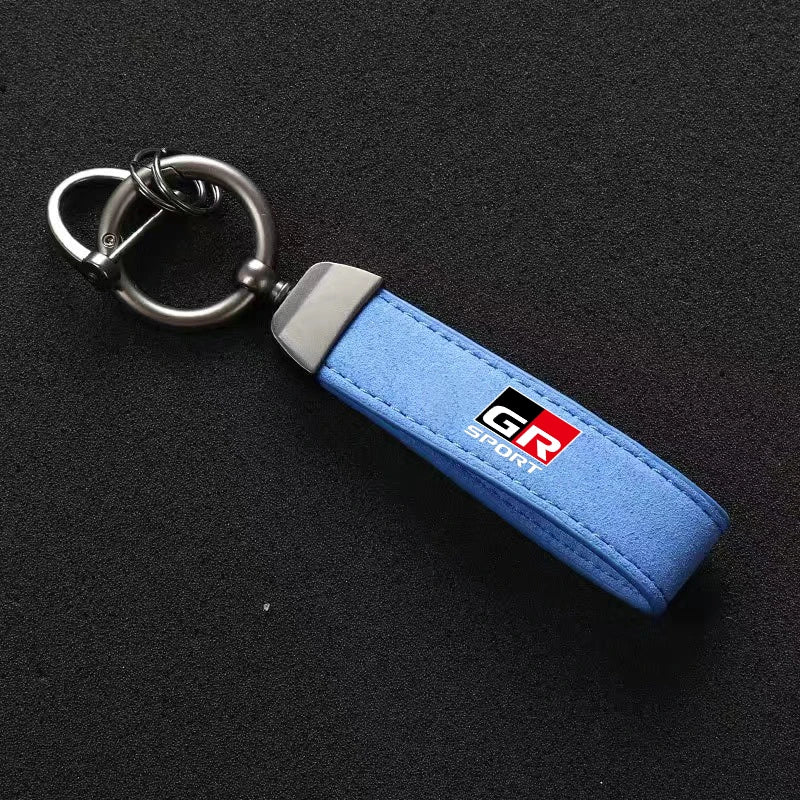 Suede Metal Buckle Car Keychain Keyring Men Gift Accessories for Toyota GR Sport Gazoo Racing Yaris 86 Corolla Hilux Supra C-HR