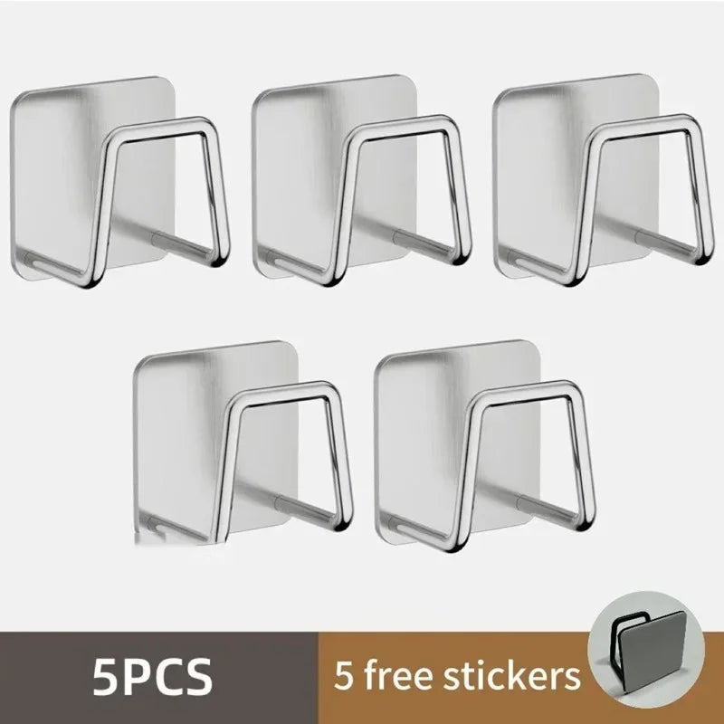 Multifunctional Kitchen Stainless Steel Sink Sponges Holder Self Adhesive Drain Drying Rack Kitchen Wall Hooks Accessories