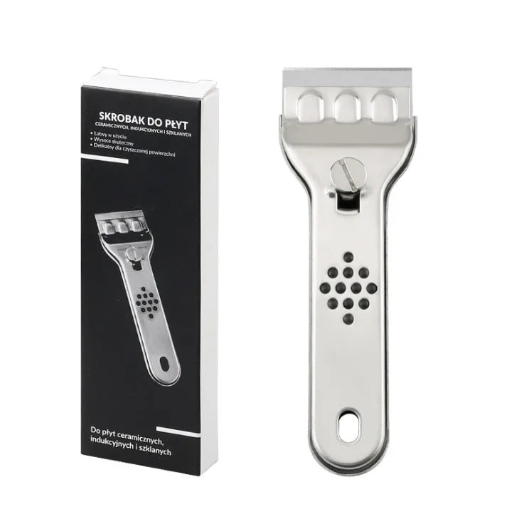 Stainless Steel Hob Scraper Kitchen Glass&Ceramic Scraper with Replacement Blades Wall Floor Window Cleaning Scraper Tools