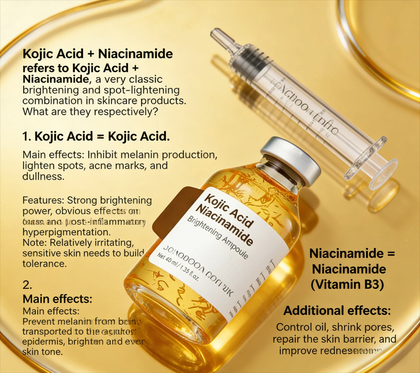 Kojic Acid Niacinamide Facial Serum Hydrating Nourishing Revitalizing Soft Smoothing Improves Dull Complexion Skin Care