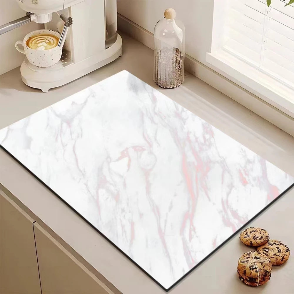 1pcs Household Light Luxury Marble Draining Countertop Diatomite Absorbent Non-Slip Table Mat Kitchen Counter Drain Mat