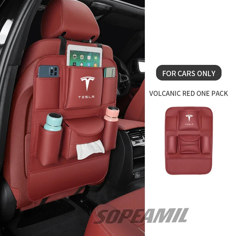 Car Seat Back Storage Bag Rear Seat Anti-Wear Anti-kick Pad For Tesla Cybertruck Beast Roadster Model 3 Model Y Model S Model X