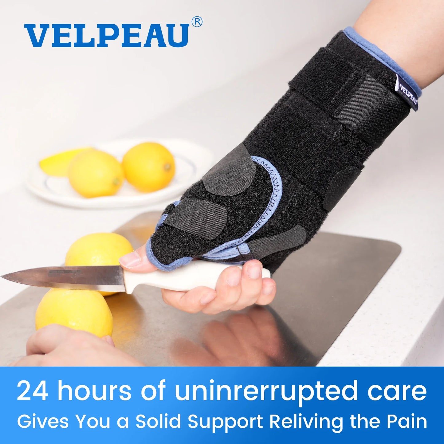 VELPEAU Wrist Splint with Thumb Stabilizer for Tendonitis, De Quervain's Tenosynovitis and Arthritis Pain, Wrist Joint Brace