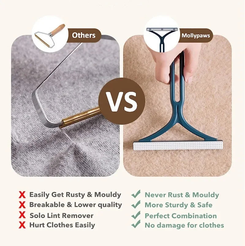 Double-Sided Portable Lint Remover for Pet Hair-Reusable Fabric Shaver for Clothes/Carpet/Car Seats, Fur Removal Tool Hair Brush