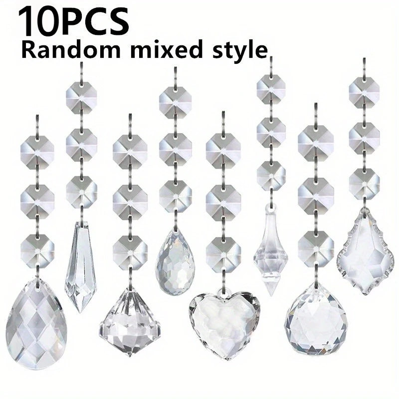 10PCS Snowflake Crystal Christmas Ornaments for Christmas Tree Decorations, Hanging Clear Acrylic Snowflake Ornaments