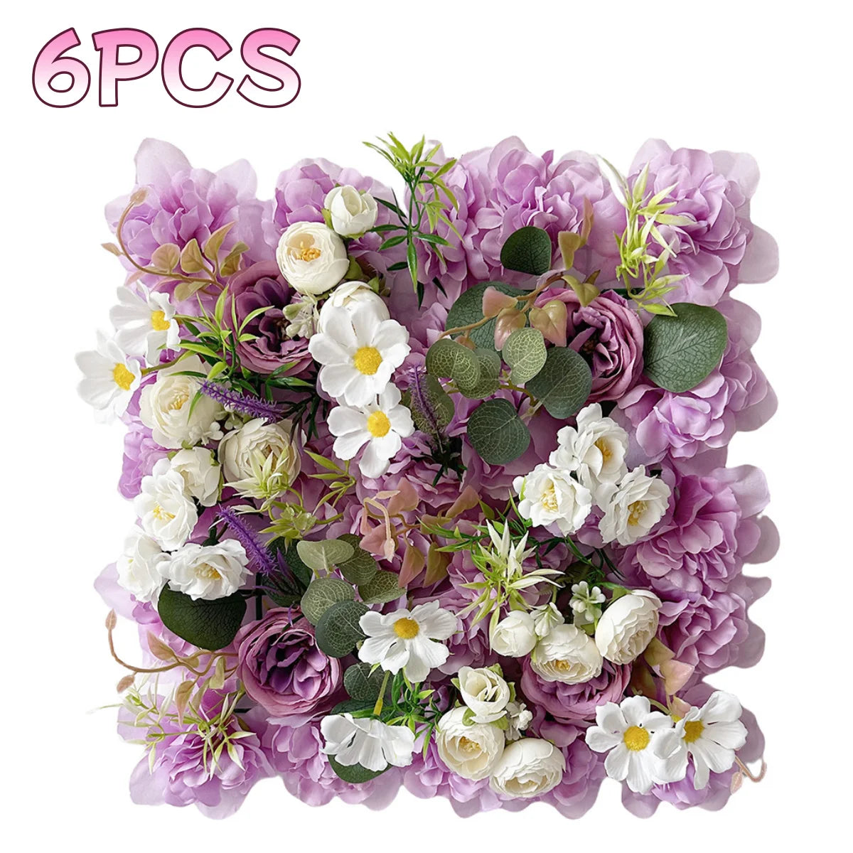 6Pcs Flower Wall Panels 3D Artificial Rose Wall Backdrop for Wedding Bridal Shower Party Photo Photography Background Decor
