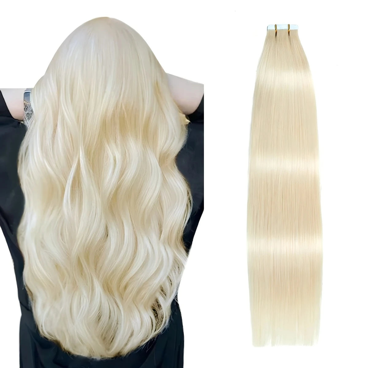 Invisible Tape in Hair Extensions Real Remy Hair Hair Extensions for Women Ash Blond mixed Platinum Blond Straight Hairpieces