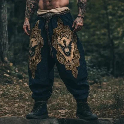 Men's Viking Retro Nordic Tree of Life and Raven 3D Printed Casual Straight-Leg Summer Beach Pants. S-5XL