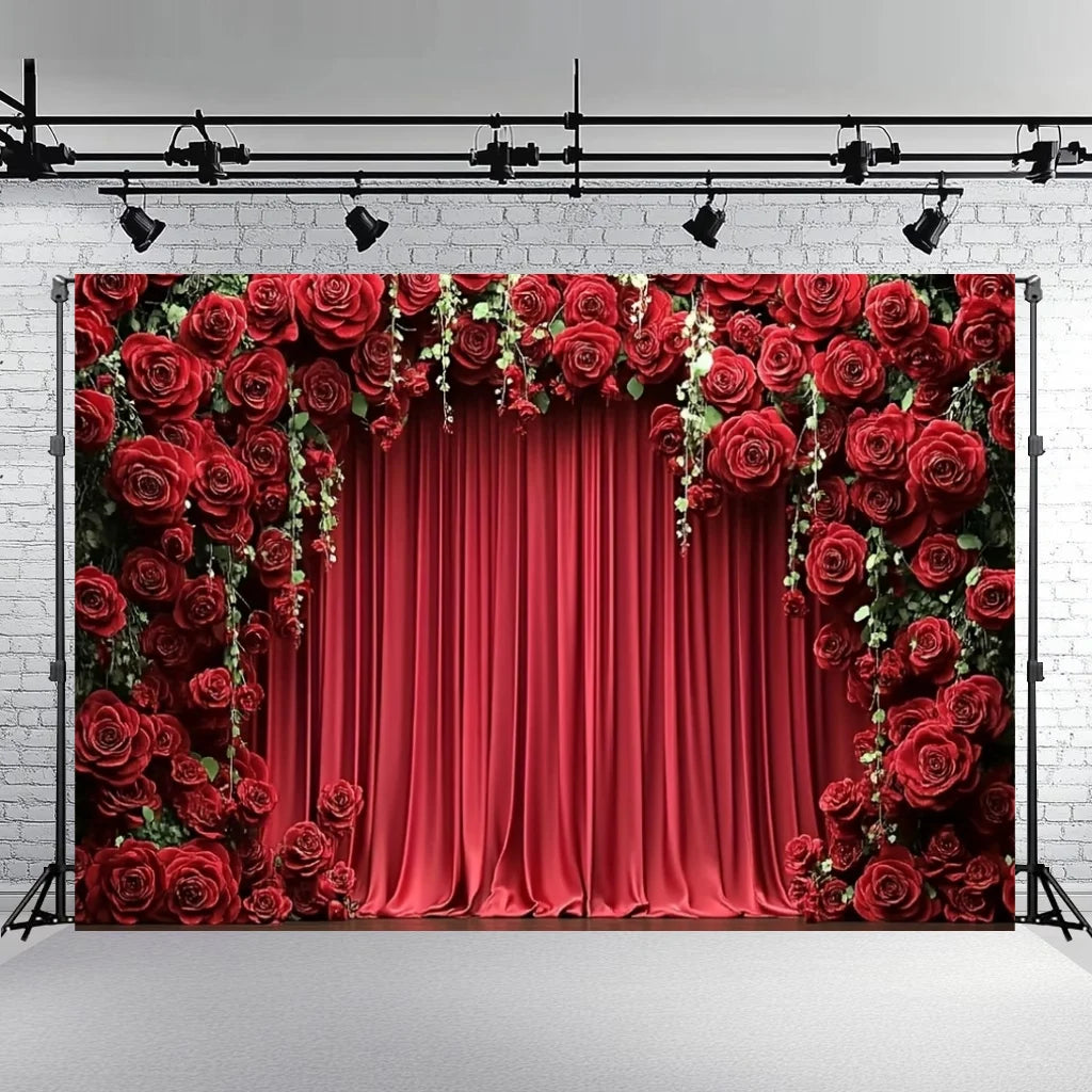 Rose Floral Background Summer Party Banner Flower Wall Wedding Birthday Decorations Bridal Marriage Backdrop Photography Studio