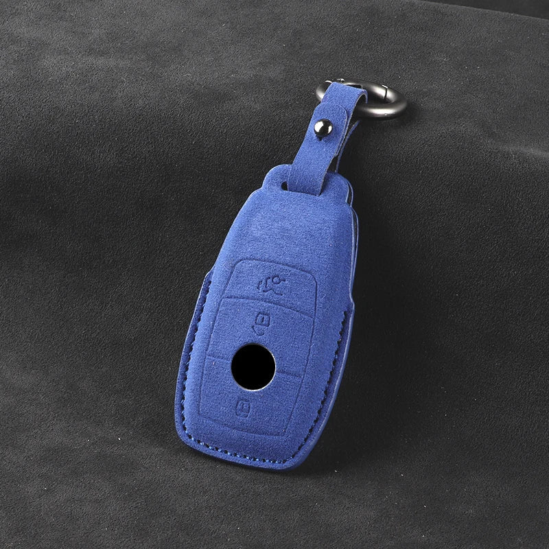 leather Suede Car Key Case Cover Shell For Mercedes Benz A B C E S G Class W204 W205 W212 W213 W176 W177 GLC CLA AMG Accessories